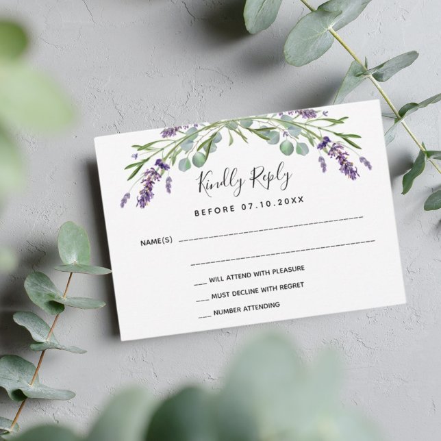 Lavender eucalyptus wedding response RSVP Card (Creator Uploaded)
