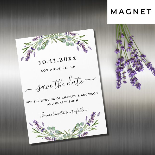 Lavender eucalyptus wedding save the date magnet (Creator Uploaded)