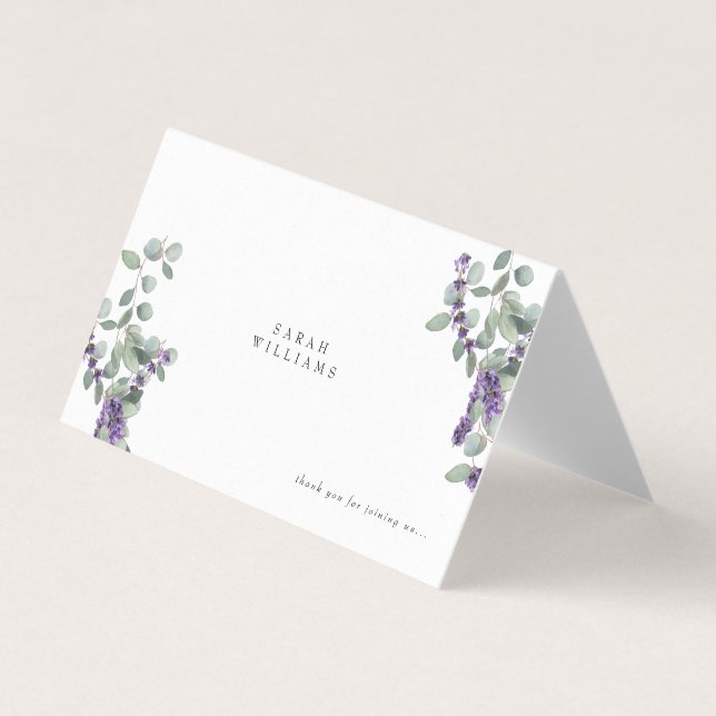 Lavender Eucalyptus Wedding Table Place Card (Front)