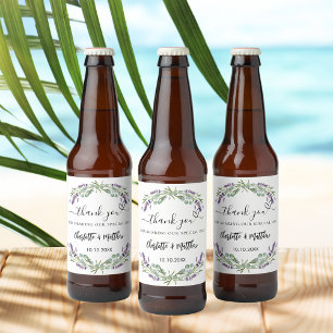 Lavender eucalyptus wedding thank you beer bottle label