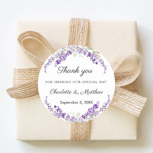 Lavender eucalyptus wedding thank you classic round sticker