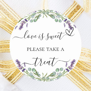 Lavender eucalyptus wedding treat favour classic round sticker