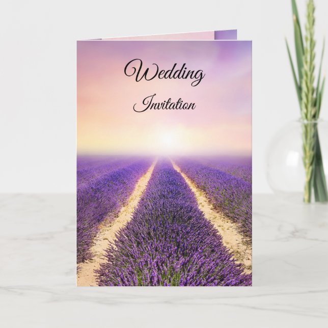Lavender European Folded Wedding Invitation (Front)
