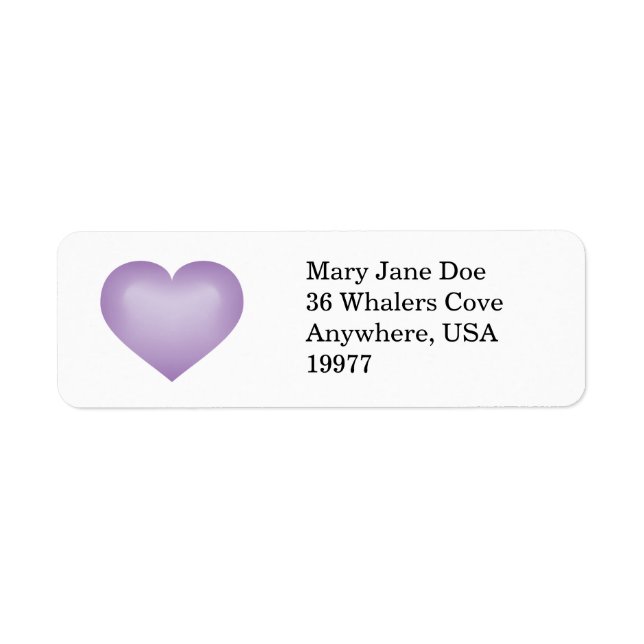 Lavender fade heart return address label (Front)
