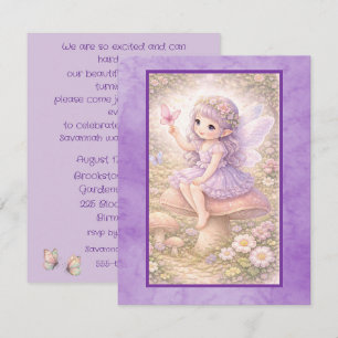 Lavender Fairy Birthday Party Digital Download Invitation