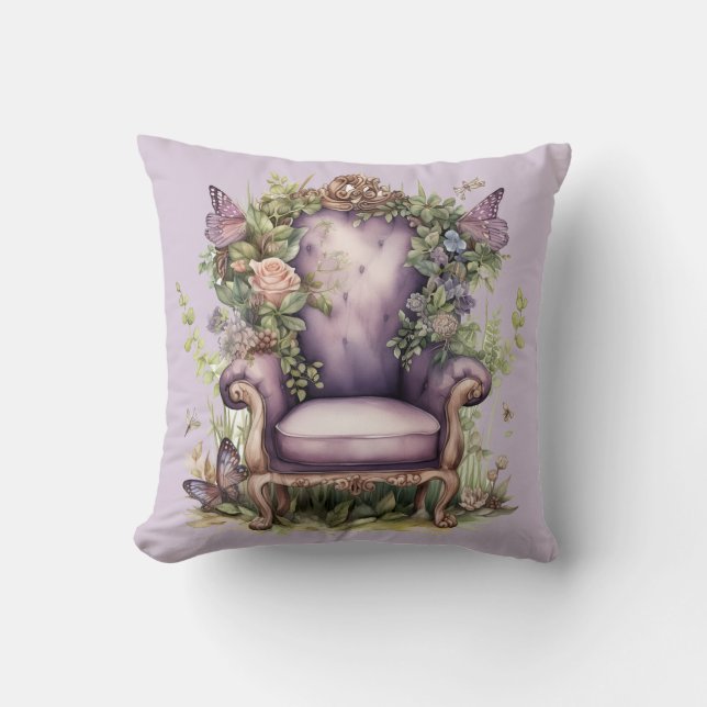 Lavender Fairy Dreams Butterfly Chair Cushion (Front)