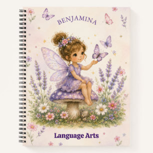 Lavender Fairy Garden Name and Subject Design Notebook