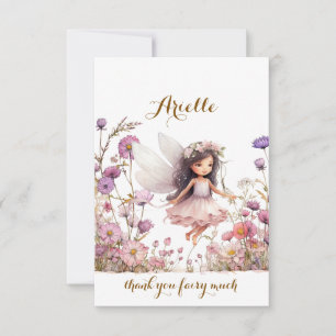 Lavender Fairy wildflower birthday thank you Card