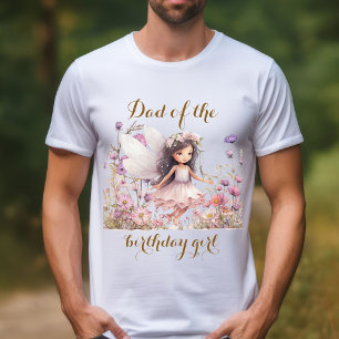 Lavender Fairy wildflower Dad of birthday girl T-Shirt