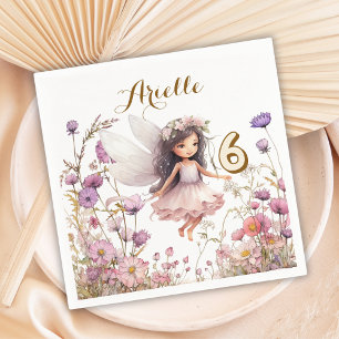Lavender Fairy wildflower pixie birthday Napkin