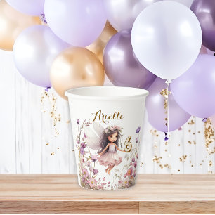 Lavender Fairy wildflower pixie birthday Paper Cups
