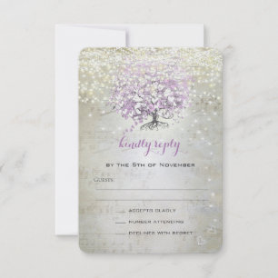 Lavender Fairytale Lights and Stars Wedding RSVP Card