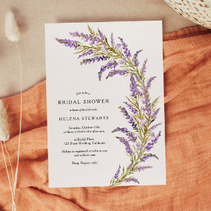 Lavender Fall floral watercolor bridal shower Invitation
