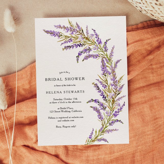 Lavender Fall floral watercolor bridal shower Invitation (Fall lavender floral watercolor chic bridal shower invitation)