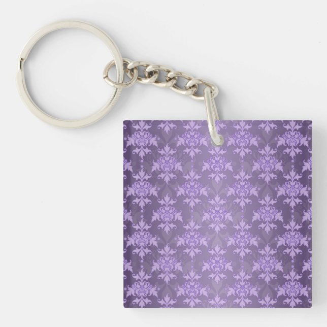 Lavender Fancy Damask Key Ring (Front)