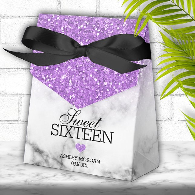 Lavender Faux Glitter/Marble Sweet 16 Favour Box (Creator Uploaded)