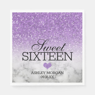 Lavender Faux Glitter/Marble Sweet 16 Napkin