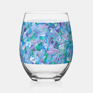 Lavender Feathers  Stemless Wine Glass