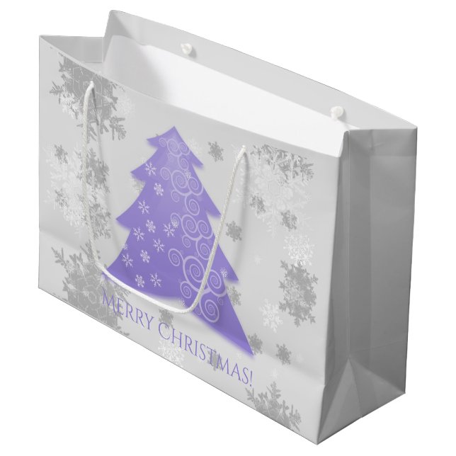 Lavender Festive Christmas Tree Gift Bag (Front Angled)