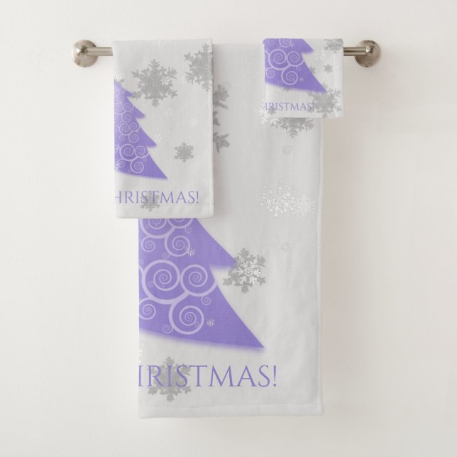 Lavender Festive Christmas Tree Towel Set (Insitu)