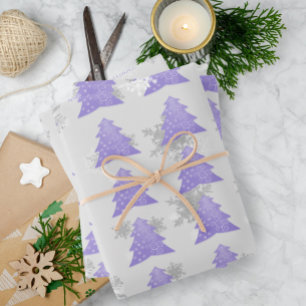 Lavender Festive Christmas Tree Wrapping Paper