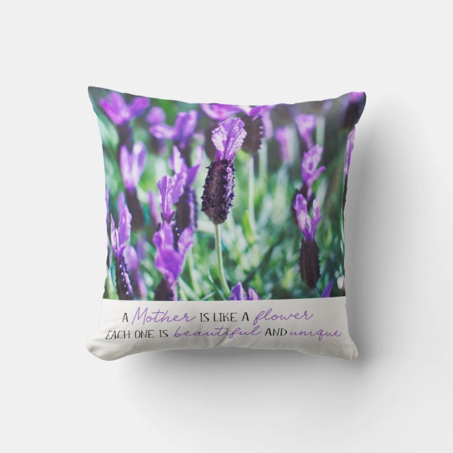 Lavender field floral mothers day purple flowers cushion (Front)