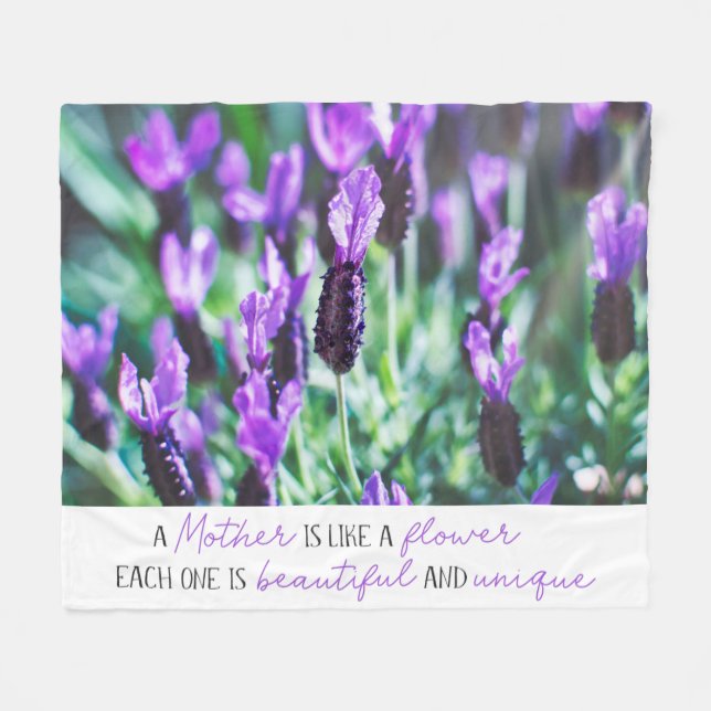Lavender field floral mothers day purple flowers fleece blanket (Front (Horizontal))
