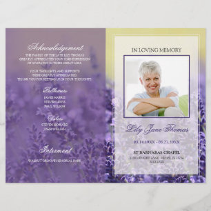 Lavender Field Funeral Program   In Loving Memory Flyer