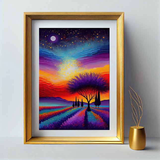 Lavender Field in France - Provence by Night Poster (Creator Uploaded)