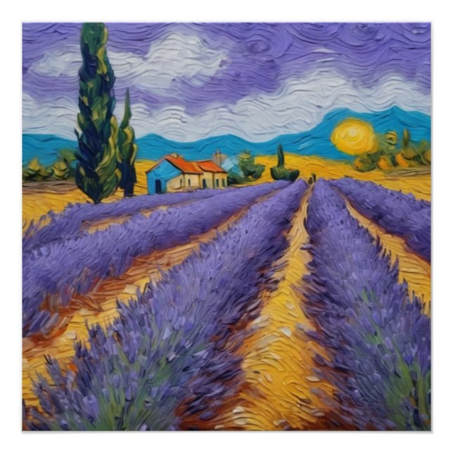 lavender field in van gogh style poster (Front)