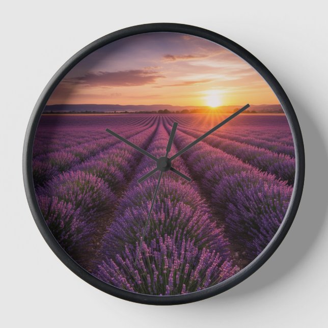 Lavender Field Wall Clock – Dreamy Nature Design (Front)