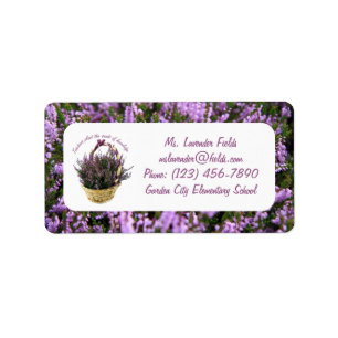 Lavender Fields and Basket Teacher Info Labels
