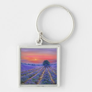 Lavender Fields at Sunset Key Ring