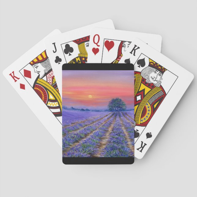 Lavender Fields at Sunset Playing Cards (Back)