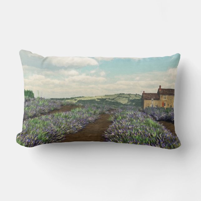 Lavender Fields Lumbar Throw Pillow (Front)