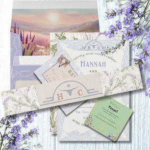 Lavender Fields of Blue Western Wedding Invitation Belly Band