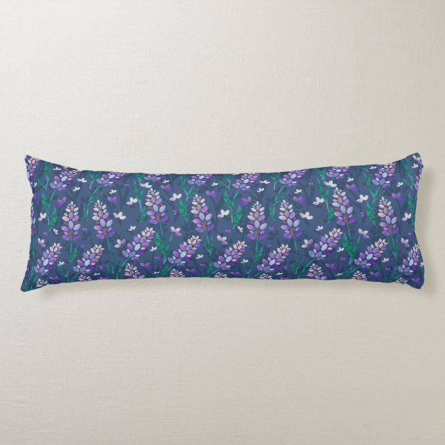 Lavender Fields Pattern in Purple Body Cushion (Front)