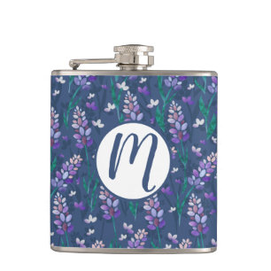 Lavender Fields Pattern in Purple Hip Flask