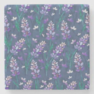 Lavender Fields Pattern in Purple Stone Coaster