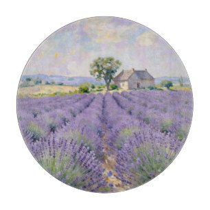Lavender Fields Provence Cottage Impressionist Cutting Board