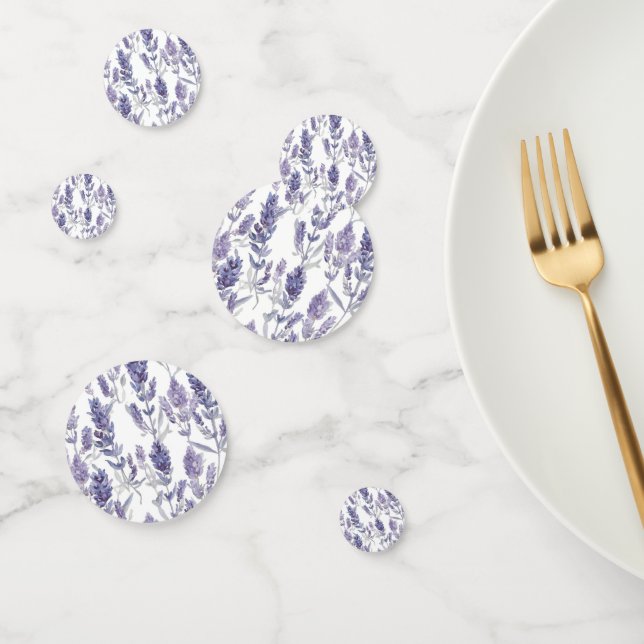 Lavender Fields | Purple Watercolor Flower Pattern Confetti (Group)