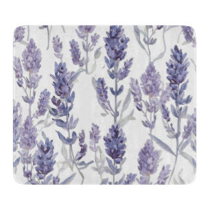 Lavender Fields Purple Watercolor Flower Pattern Cutting Board