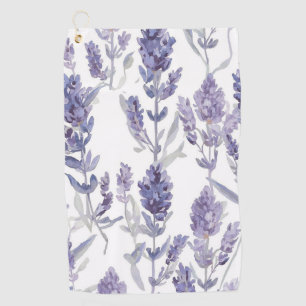 Lavender Fields   Purple Watercolor Flower Pattern Golf Towel