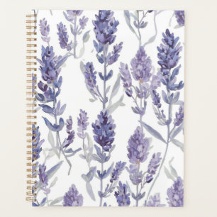 Lavender Fields Purple Watercolor Flower Pattern Planner