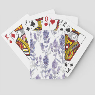 Lavender Fields   Purple Watercolor Flower Pattern Playing Cards