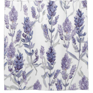 Lavender Fields   Purple Watercolor Flower Pattern Shower Curtain