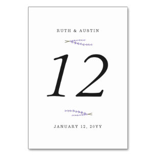 Lavender Fields Table Number