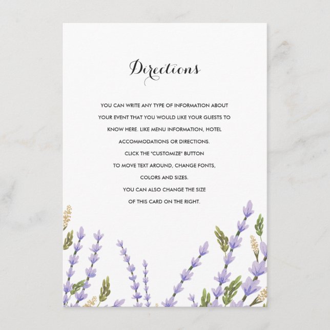 Lavender Fields Wedding Insert (Front)