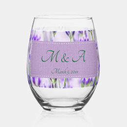 Lavender Fields Wedding Stemless Wine Glass