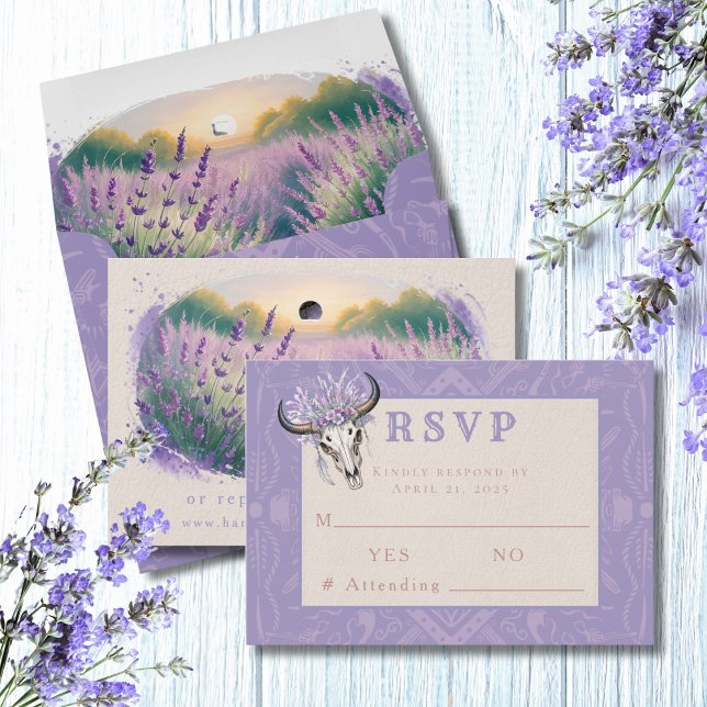Lavender Fields Western Boho Wedding RSVP Card (Creator Uploaded)